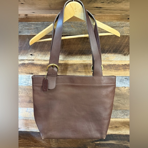 Coach Handbags - Coach Chocolate Brown Leather Tote with Brass Hardware